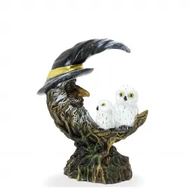 Büyülü Ay Ağacı ve Sevimli Baykuşlu LED Işıklı Dekoratif Biblo - Fantastik Ev Figürü