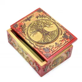 Yaşam Ağacı Motifli Özel Tasarım Polyester Dekoratif Saklama Kutusu - Takı & Aksesuar Biblo Kutusu