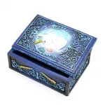 Büyülü Unicorn Tasarımlı Dekoratif Mor Mavi Polyester Saklama ve Hediye Kutusu