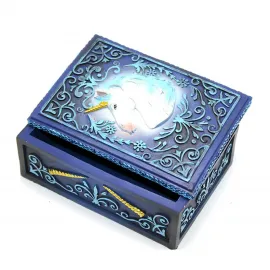 Büyülü Unicorn Tasarımlı Dekoratif Mor Mavi Polyester Saklama ve Hediye Kutusu