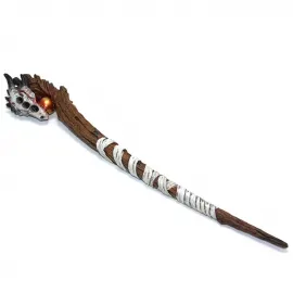 Gotik Ejderha Kafatası Biblolu Büyülü Asa – Fantastik Tasarım Dekoratif Figür