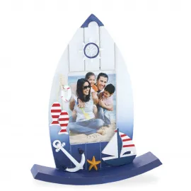 Deniz Temalı Ahşap Fotoğraf Çerçevesi | Yelkenli, Çapa ve Balık Detaylı Ev Dekorasyonu