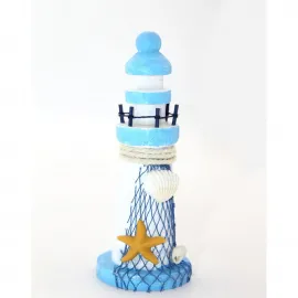 El Yapımı Ahşap Marin Deniz Feneri Biblo | Plaj ve Yazlık Ev Dekorasyon Objeleri
