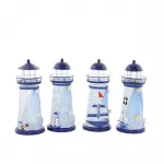 Led Işıklı Marin Konsept Metal Deniz Feneri Dekoratif Biblo Objesi - 18 cm Yükseklik