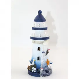 Deniz Temalı Ahşap Marin Dekoratif Deniz Feneri Biblo – Ev ve Ofis Dekoru