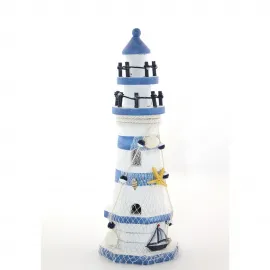 Ahşap Marin Deniz Feneri Temalı Dekoratif Ev Biblosu – Deniz Konseptli Fener Objesi