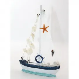El Yapımı Marin Ahşap Gemi Biblosu | Deniz Temalı Dekoratif Yelkenli Figürü