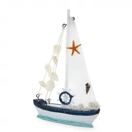 El Yapımı Marin Ahşap Gemi Biblosu | Deniz Temalı Dekoratif Yelkenli Figürü