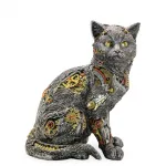 Steampunk Mekanik Kedi Biblo Figürü | Ev Dekorasyonu İçin Antik Tarz Polyester Koleksiyon
