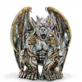 Steampunk Kanatlı Canavar Figürü: Detaylı Polyester Biblo, Gotik ve Endüstriyel Sanat Harikası