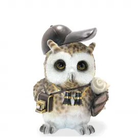 Steampunk Tarzı Şapkalı Fotoğrafçı Baykuş Figürü Polyester Dekoratif Ev ve Ofis Biblo