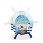 Ahşap Marin Dümen Temalı Fotoğraf Çerçevesi - Denizcilik Esintili Dekoratif Resim Çerçevesi