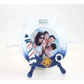 Deniz Temalı Ahşap Dümen Fotoğraf Çerçevesi | Marin Tarzı Ev Dekorasyon Objeleri