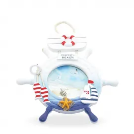 Ahşap Marin Dümenli Fotoğraf Çerçevesi Denizci Temalı Dekoratif Ev Aksesuarı