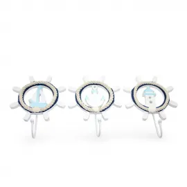 Deniz Temalı Ahşap Dümen Şekilli Dekoratif Duvar Askılığı - Marin Ev Dekorasyonu