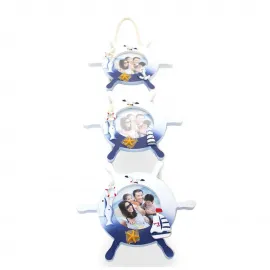 Ahşap Marin Deniz Temalı 3'lü Fotoğraf Çerçevesi Duvar Dekoru ile Anılarınızı Canlandırın