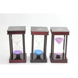 Dekoratif Ahşap Çerçeveli 10 Dakika Kum Saati Zamanlayıcı Mor, Mavi, Pembe Kum Seçenekleriyle