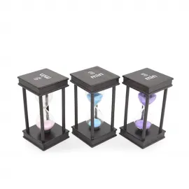 Zarif Ahşap Çerçeveli 3 Dakikalık Kum Saati Zamanlayıcı - Ev ve Ofis Dekorasyonu İçin İdeal