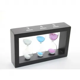 Modern Ahşap Çerçeveli 3-4-5 Dakika Zamanlayıcı Kum Saati - Ev ve Ofis Dekorasyonu