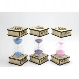 Şık Ahşap Tabanlı Led Işıklı Kum Saati – Ev ve Ofis Dekorasyonu İçin Modern Zamanlayıcı