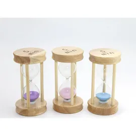 5 Dakika Ahşap Kum Saati | Dekoratif Masaüstü Zamanlayıcı Objeleri (Mor, Pembe, Mavi Kumlu)