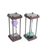 Şık Ahşap Çerçeveli 10 Dakika Kum Saati Zamanlayıcı - Mor ve Mint Yeşili Dekoratif Obje