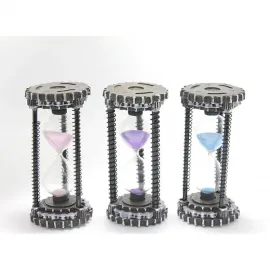 Steampunk Endüstriyel Tasarım Kum Saati: Dekoratif Metal Dişli Temalı Zamanlayıcı Obje