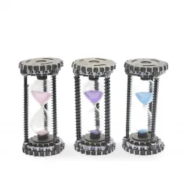 Steampunk Endüstriyel Tasarım Kum Saati: Dekoratif Metal Dişli Temalı Zamanlayıcı Obje