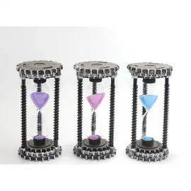 Steampunk Dişli Detaylı Dekoratif Polyester Kum Saati - Ev ve Ofis İçin Şık Zamanlayıcı Objesi