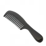 Profesyonel Tutmalı Geniş Dişli Siyah Kemik Tarak | Kıvırcık ve Dalgalı Saçlar İçin