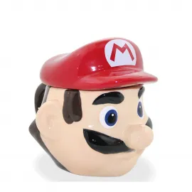 Otantik Porselen Süper Mario Kafa Tasarımlı Kupa Bardak ve Kapaklı Dekoratif Obje