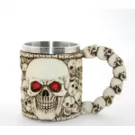 Korkunç Kurukafa Tasarımlı Paslanmaz Çelik Kupa Bardak - Gotik Dekoratif Hediye