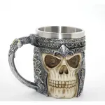 Gotik Kurukafa Tasarımlı Paslanmaz Çelik Şövalye Kupa Bardak – Dekoratif Hediyelik