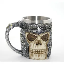 Gotik Kurukafa Tasarımlı Paslanmaz Çelik Şövalye Kupa Bardak – Dekoratif Hediyelik