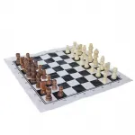 Dayanıklı Ahşap Satranç Taşları ve Katlanabilir Bez Tahtası | 9 cm King Yüksekliği ile Tam Set