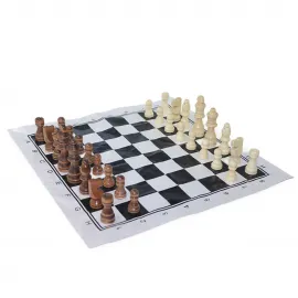 Dayanıklı Ahşap Satranç Taşları ve Katlanabilir Bez Tahtası | 9 cm King Yüksekliği ile Tam Set