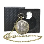 Nostaljik Tren Tasarımlı Köstekli Cep Saati Antik Bronz Renk Özel Hediye Kutulu