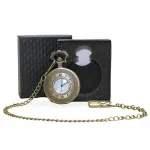 Vintage Antik Bronz Köstekli Cep Saati - Özel Hediye Kutulu Zincirli Kuvars Saat