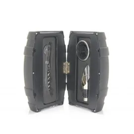 Şık Fıçı Tasarım Kutu İçinde Şarap Tirbuşon ve Servis Seti | Özel Hediye Kutusu