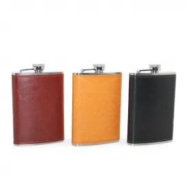 Premium Paslanmaz Çelik 9 Oz Deri Kaplamalı Cep Matarası: Şıklık ve Fonksiyonellik Bir Arada