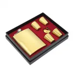 Lüks Gold Paslanmaz Çelik Matara Seti 4 Shot Bardak ve Huni ile Özel Tasarım Hediye