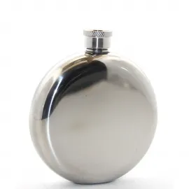 Zarif Paslanmaz Çelik Yuvarlak Cep Matarası 5 Oz – Seyahat İçin Şık ve Kompakt İçecek Şişesi