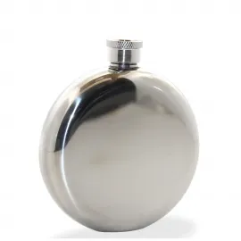 Zarif Paslanmaz Çelik Yuvarlak Cep Matarası 5 Oz – Seyahat İçin Şık ve Kompakt İçecek Şişesi