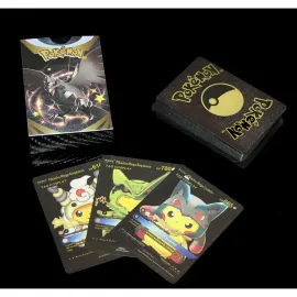 Pokemon Özel Tasarım Altın Siyah Koleksiyon Kartları Seti – Parlak Pikachu Cosplay Temalı Hediye Kutusu