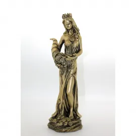 Antik Bronz Görünümlü Polyester Bereket Tanrıçası Fortuna Figürü – Lüks Dekoratif Biblo