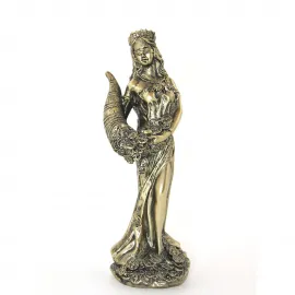 Gözleri Bağlı Bereket Tanrıçası Fortuna Biblosu, Altın Görünümlü Polyester Dekoratif Figür