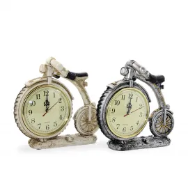 Vintage Bisiklet Görünümlü Dekoratif Masa Saati Polyester Beyaz & Gümüş Renk Seçenekleri