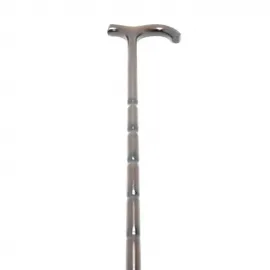 Ergonomik T Saplı Parlak Ceviz Tonlu Ahşap Baston – Konforlu ve Şık Yürüyüş Desteği