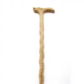 El Yapımı Kuş Başlı Ahşap Baston | Özel Oyma Desenli Yürüyüş ve Destek Batonu