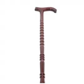 Geleneksel El Yapımı T Saplı Ahşap Baston | Zarif ve Sağlam Destek Çubuğu 92 cm